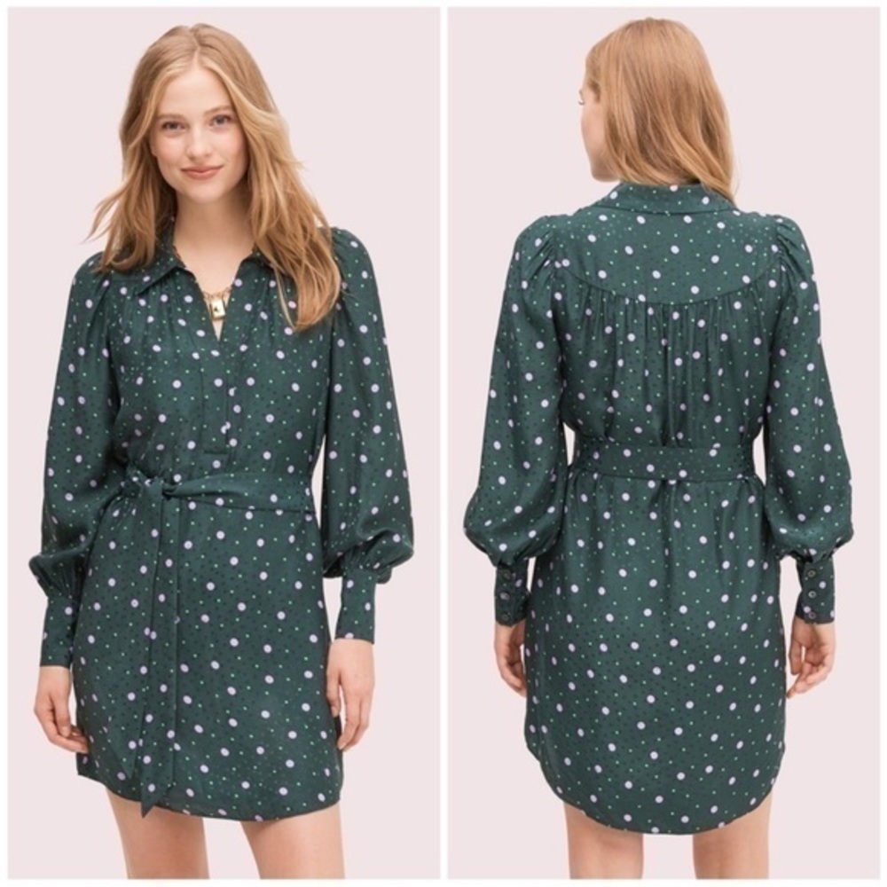 New ▶️ KATE SPADE ◀️ Pop Dots Shirtdress Pine forest Green